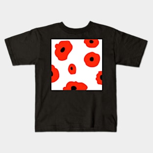 Red flowers pattern Kids T-Shirt